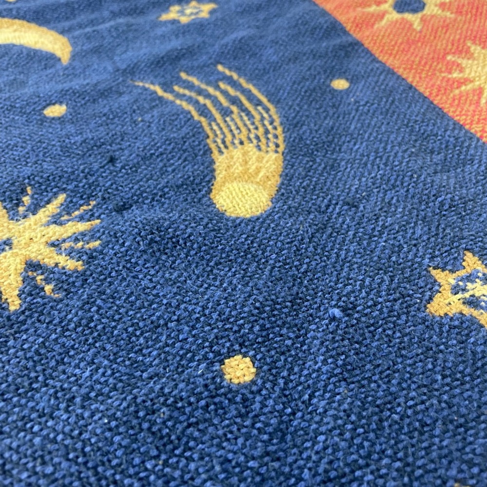 Celestial Blanket Sun Moon Stars Woven Throw FLAWS Hippie Boho Bohemian Witchy - Picture 14 of 16